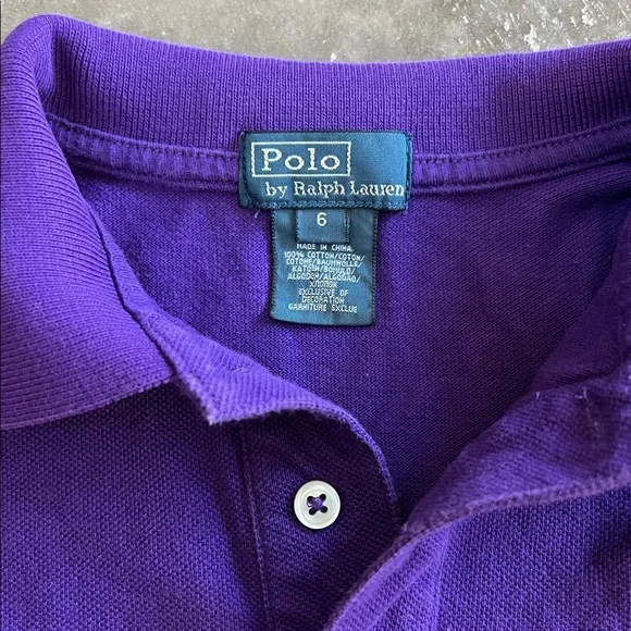POLO RALPH LAUREN LONG SLEEVE purple large Gold Pony RUGBY polo BOYS SIZE 6 - Picture 4 of 7